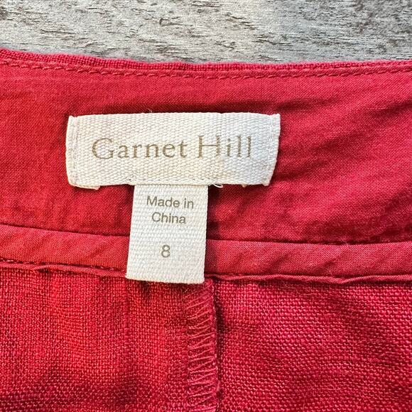 Garnet Hill Linen Embroidered Pocket Detail Dress Red Size 8 - Picture 10 of 14